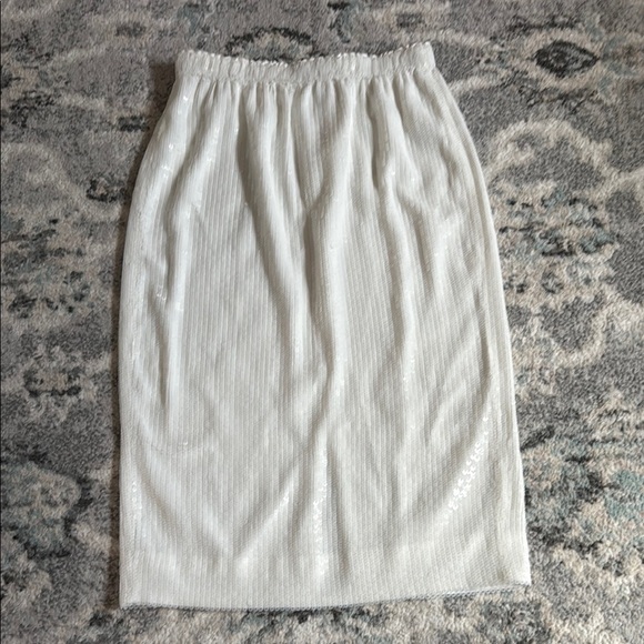 J. Crew Collection White Sequin Midi Skirt - Picture 1 of 9